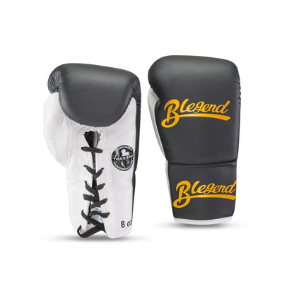 Боксерские перчатки Blegend BGL221 на шнуровке Черный Белый