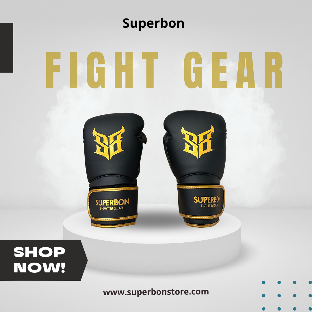 Boxing Gloves Superbon Fight Gear Black - Gold