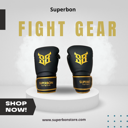 Boxing Gloves Superbon Fight Gear Black - Gold