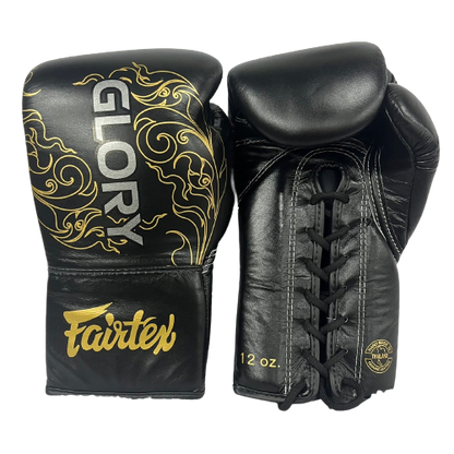 Fairtex Boxing Gloves BGLG3 Lace Up Black gold