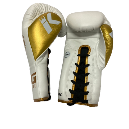 King Pro Boxing Gloves BG Lace Up White