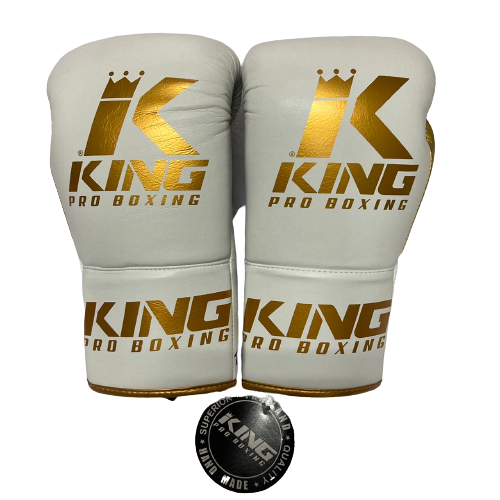 King Pro Boxing Gloves BG Lace Up White