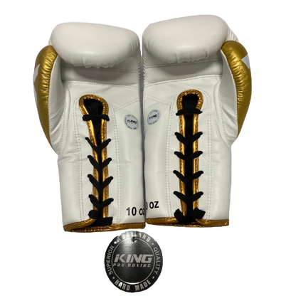 King Pro Boxing Gloves BG Lace Up White