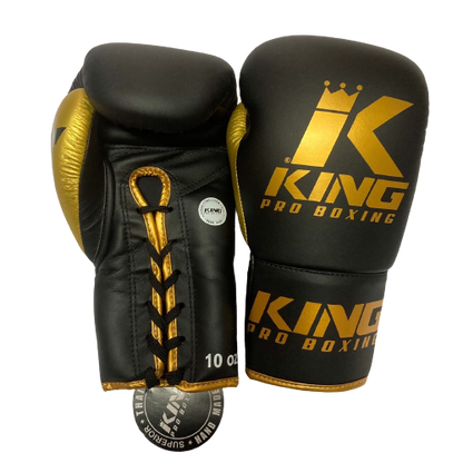 King Pro Boxing Gloves BG Lace Up Black