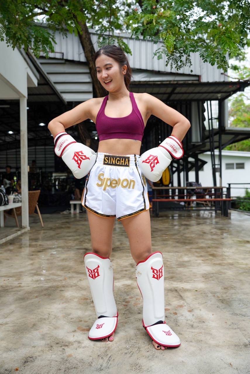 Superbon Muay Thai Shorts MTS24 White Gold