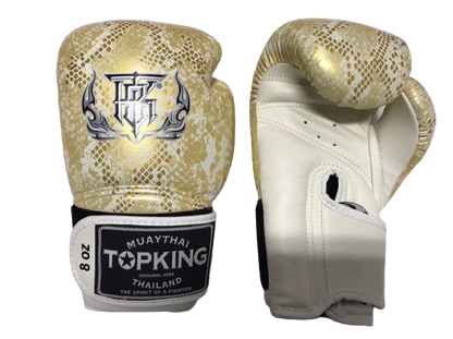 Top King Boxing Gloves "Super Snake"  TKBGSS-02 White Gold No Air N