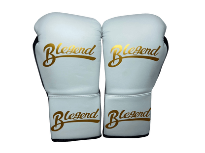 Blegend Boxing Gloves BGL221 Lace Up White Black