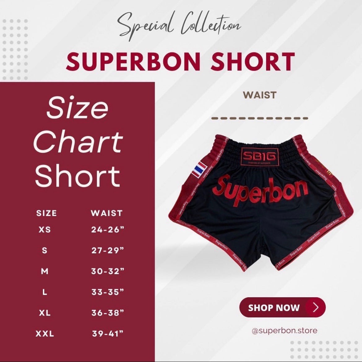 Superbon Muay Thai Shorts MTS23 Charcoal Black