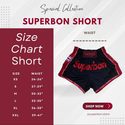 Superbon Muay Thai Shorts MTS23 Charcoal Black