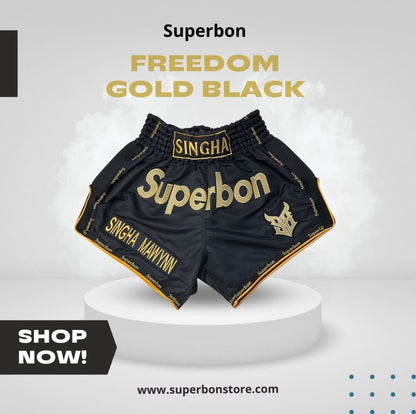 Superbon Muay Thai Shorts Gold Black