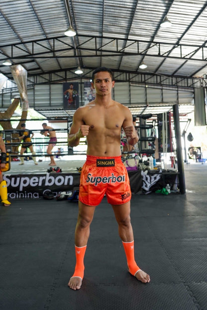 Superbon Muay Thai Shorts MTS23 Orange Black