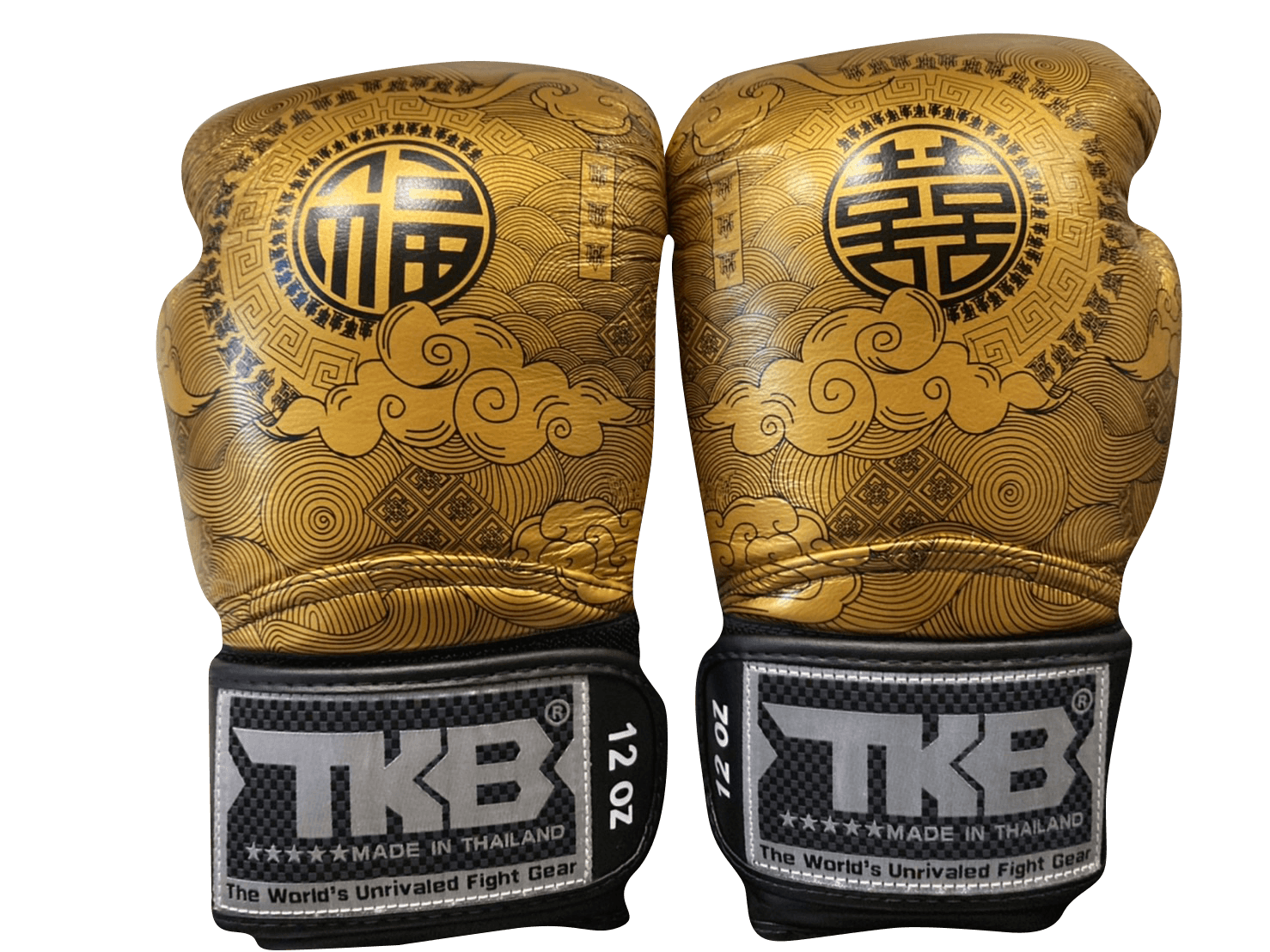 Top King Boxing Gloves TKBGCT-CN01 Black with "FOOK" & "DOUBLE HAPPINESS"