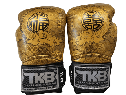 Top King Boxing Gloves TKBGCT-CN01 Black with "FOOK" & "DOUBLE HAPPINESS"