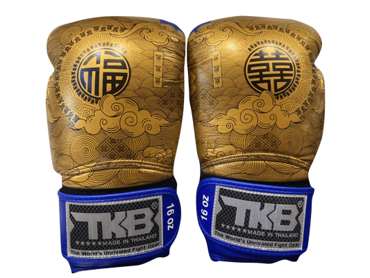 Top King Boxing Gloves TKBGCT-CN01 Blue with "FOOK" & "DOUBLE HAPPINESS"