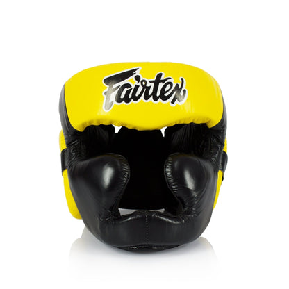 Fairtex Diagonal Vision Sparring Headguard Full Head Cover HG13 Yellow/black - SUPER EXPORT SHOP
