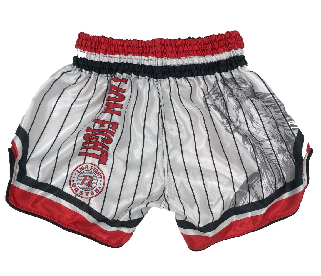 Yuth Sport Gear Muay Thai Shorts Lion Fight White Red - SUPER EXPORT SHOP